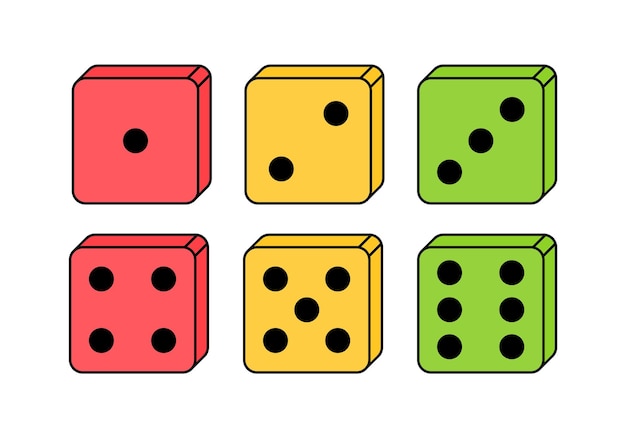 Dotted dice with numbers from one to six For children's board games for gambling Colorful playing dice set