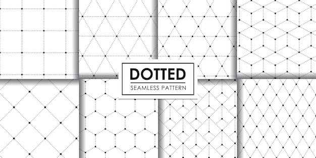 Dotted geometric seamless pattern collection, , Decorative wallpaper.