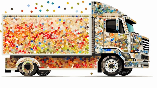 Vector dotted mosaic of cash lorry vector illustration