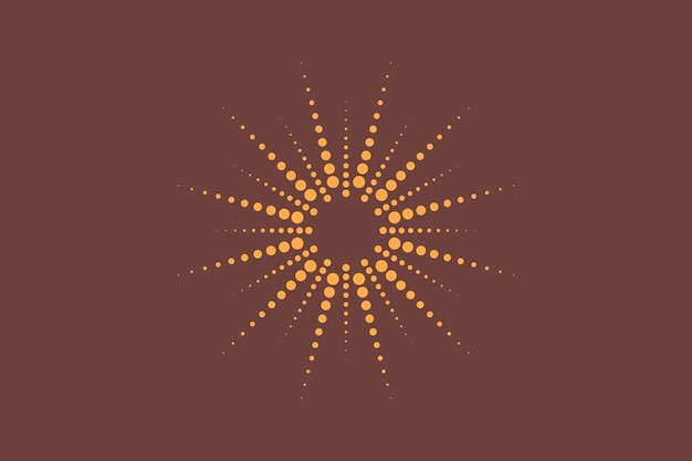 Dotted sun rays. Vintage sunburst background, logo design, Halftone effect, vector icon