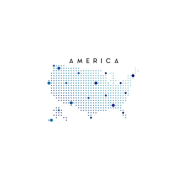 Dotted United State Of America map logo design inspiration