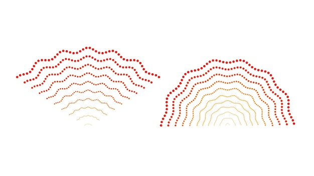 Dotted wave signals. Sonar or sound wavy lines. Epicentre, target, radar, vibration element