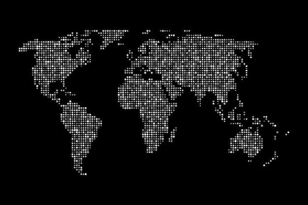 Dotted world map. Dots globe world map global geography dotted pattern