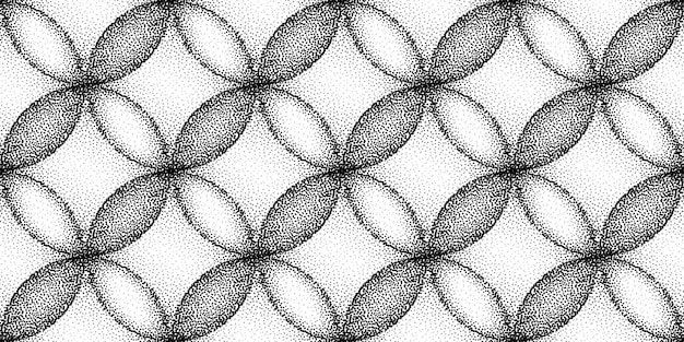 Dotwork circles seamless pattern background Black noise stipple dots texture Dotted vector