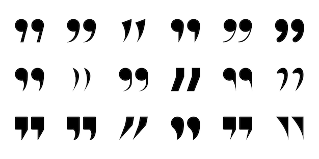 Double Comma Silhouette Signs of Quote Icons Set of Quotation Mark Icon Black Quotation Signs