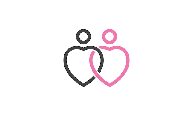 Double heart or love line simple logo symbol icon vector graphic design illustration