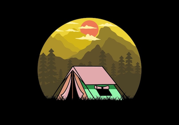 Double layer tent flat illustration badge design