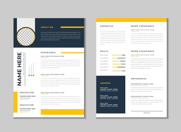 Double pages professional creative resume and portfolio template design with mockup