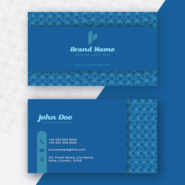 Double-Side Of Business Or Vising Card In Blue Color.