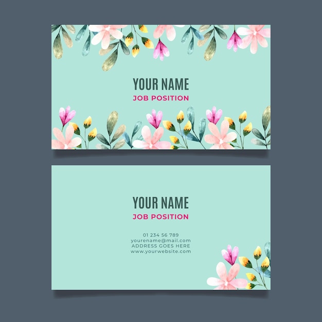 Double-sided business card with flowers