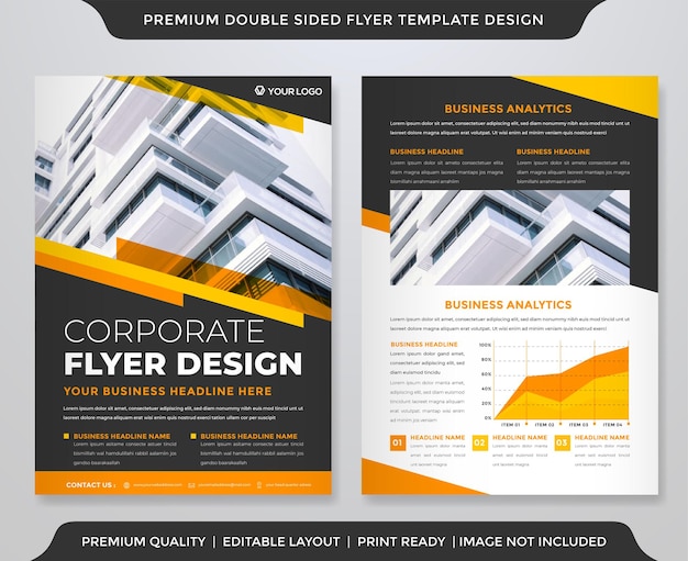 double sided flyer template with minimalist and modern style