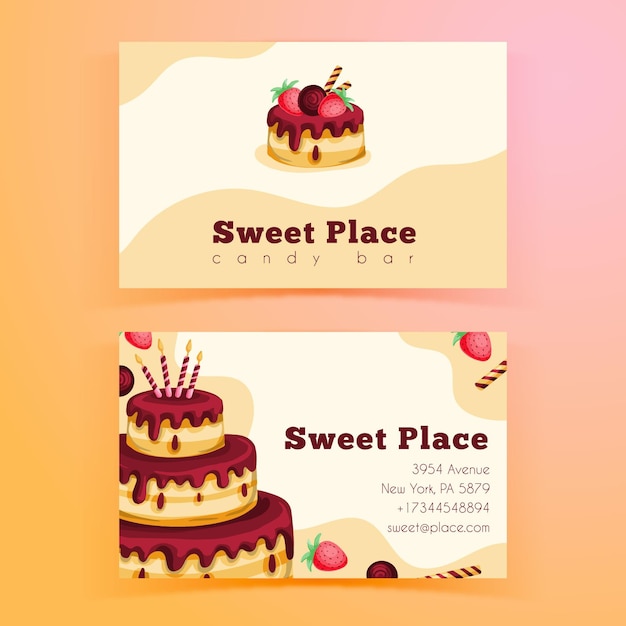 Double-sided horizontal business card template for birthday party