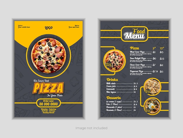 Double sided Restaurant menu template for opulent vacation rentals