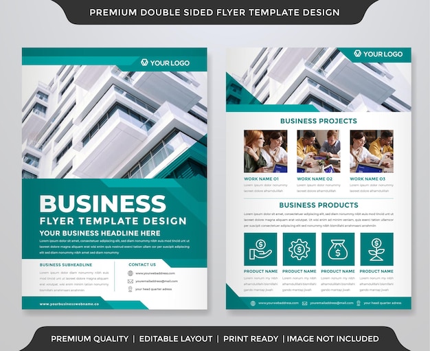 double sides flyer template design with modern style