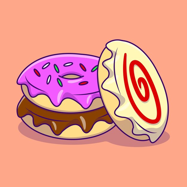 Doughnut Cartoon Vector Icons Illustration Flat Cartoon Concept