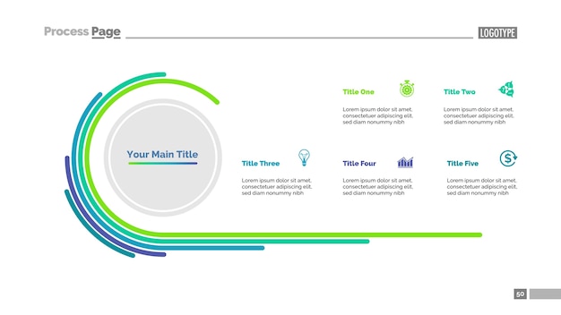 Doughnut Chart with Five Options Template