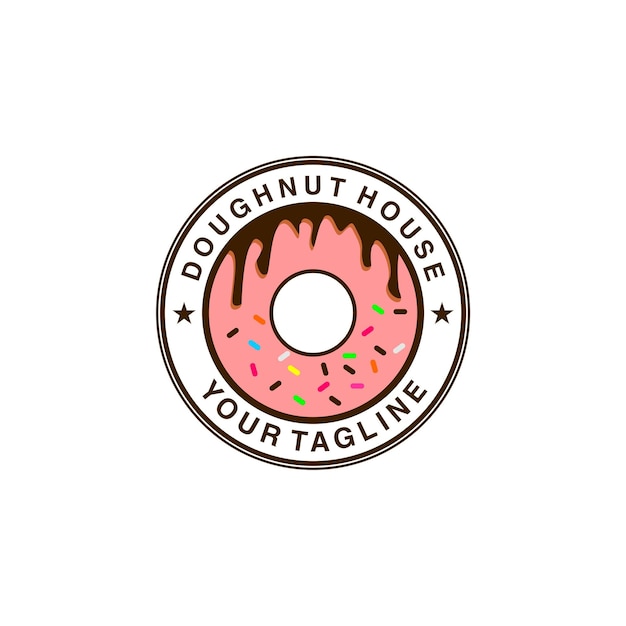 doughnut house circle badge vector logo design