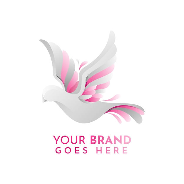 dove animal flat logo template