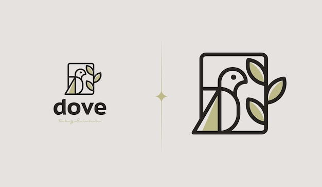 Dove Leaf Monoline Logo Template Universal creative premium symbol Vector illustration Creative Minimal design template Symbol for Corporate Business Identity