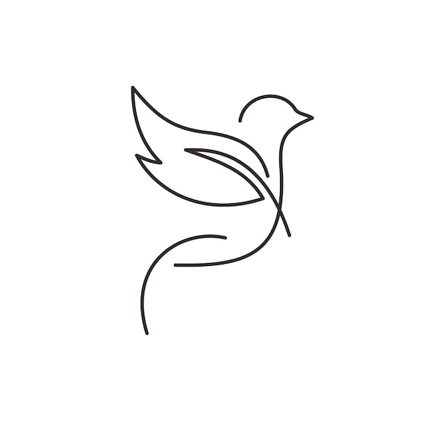 Dove line art Tattoo vector illustration