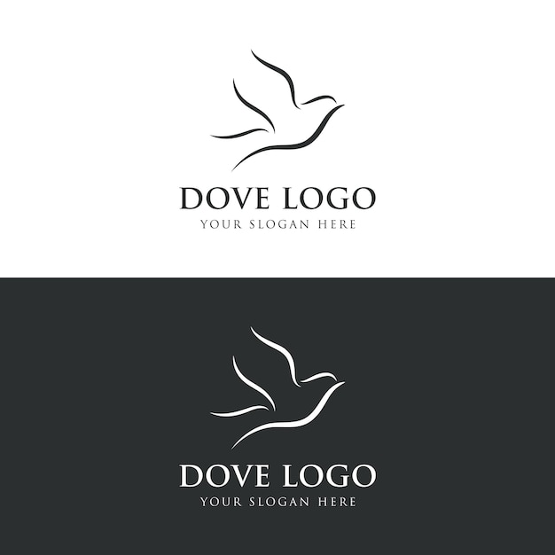 Vector dove logo template design with creative ideas inspired by symbols of peace and freedom