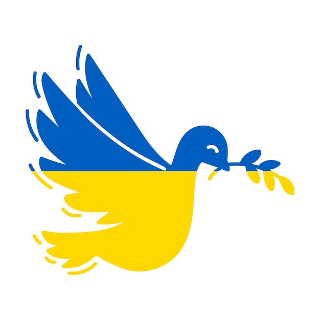 Dove of peace in colors of the Ukrainian flag Ukraine and Russia military conflict