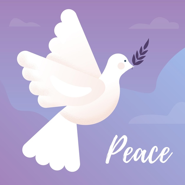 Dove of peace illustration Flying bird Peace concept Christmas Dove