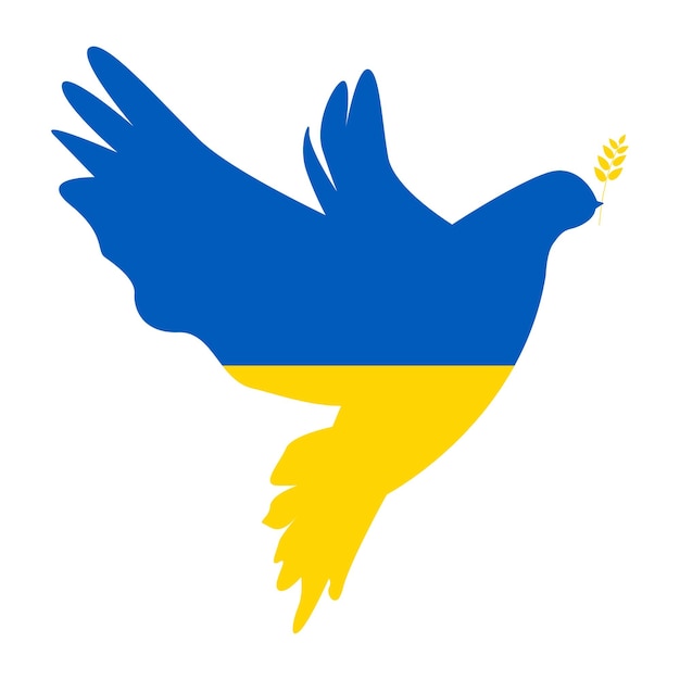 Dove of peace vector illustration War concept Ukraine flag Blue and yellow color