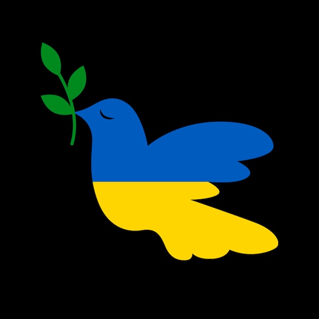 Dove of Peace with Ukraine flag flat illustration