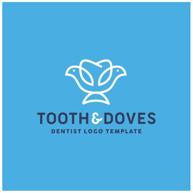 Dove Pigeon Birds with Tooth for Family Dental Dentist Dentistry logo design