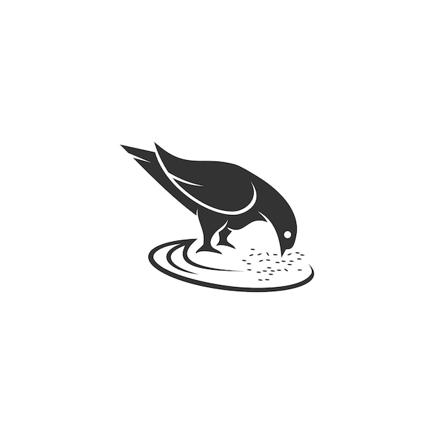 Dove Pigeon Eating Icon Template Illustration