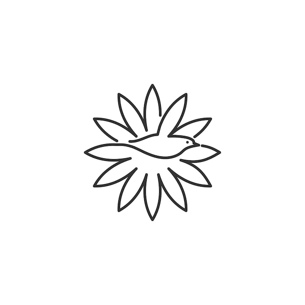 Dove Pigeon Flaying flower Icon Template isolated