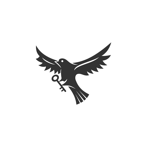 Dove Pigeon Flaying hold key Icon Template Isolated