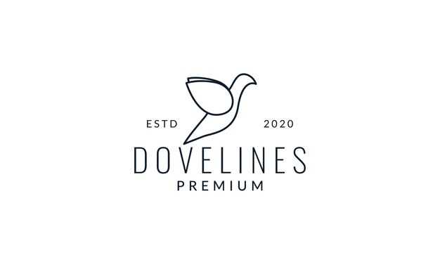 Dove or pigeon fly line minimalist logo vector illustration design