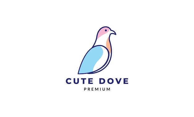 Dove or pigeon  line abstract colorful modern logo vector illustration design