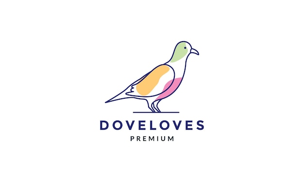 Dove or pigeon  line abstract modern logo vector illustration design