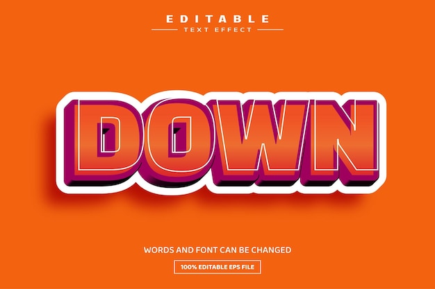 Down 3D editable text effect template