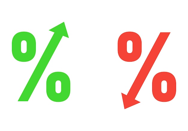 Down and up percent icon vector financial and economy symbol