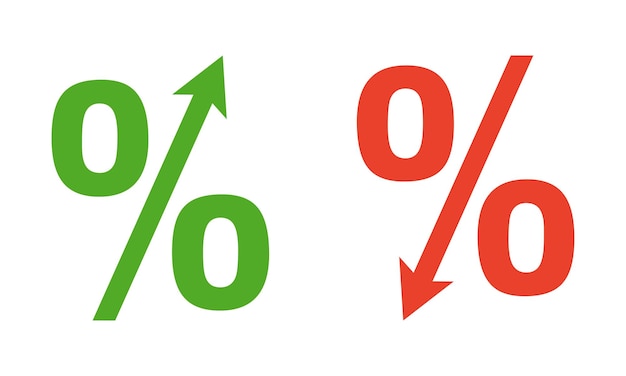 Down and up percent icon, vector financial and economy symbol