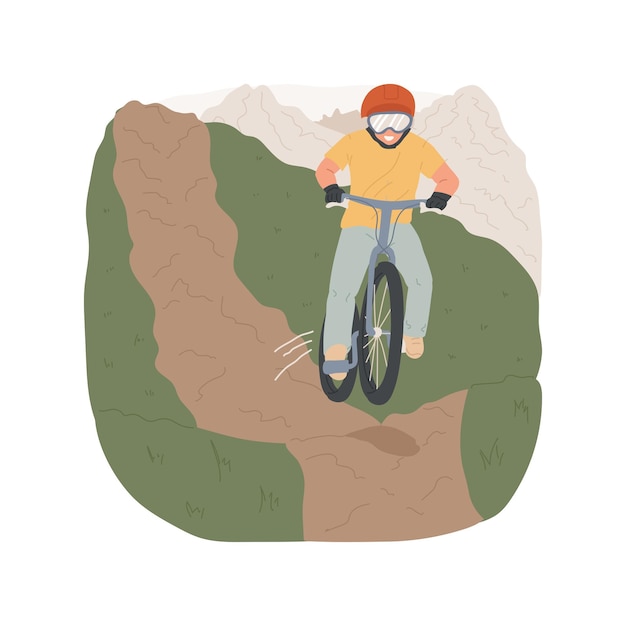 Downhill mountain biking isolated cartoon vector illustration