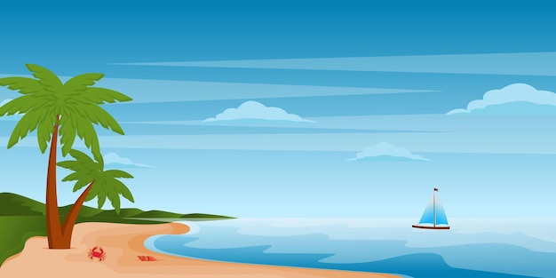 Download beach background in flat editable design