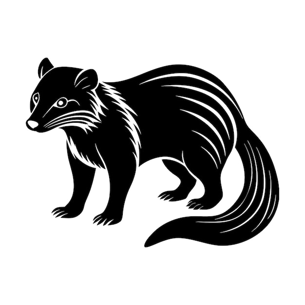 Vector download binturong silhouette vector illustration white background eps file for design