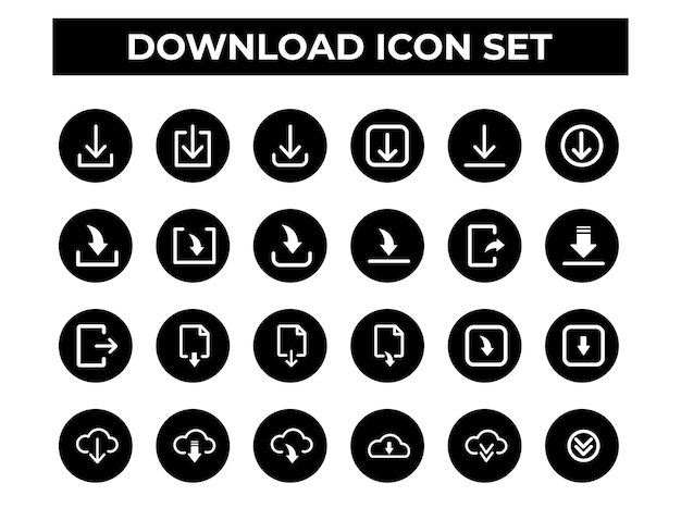 Vector download buttons icons flat icon set