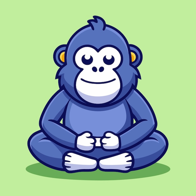 Download Cute Gorilla Meditation Yoga Cartoon Vector Icon Illustration Eps File For Design