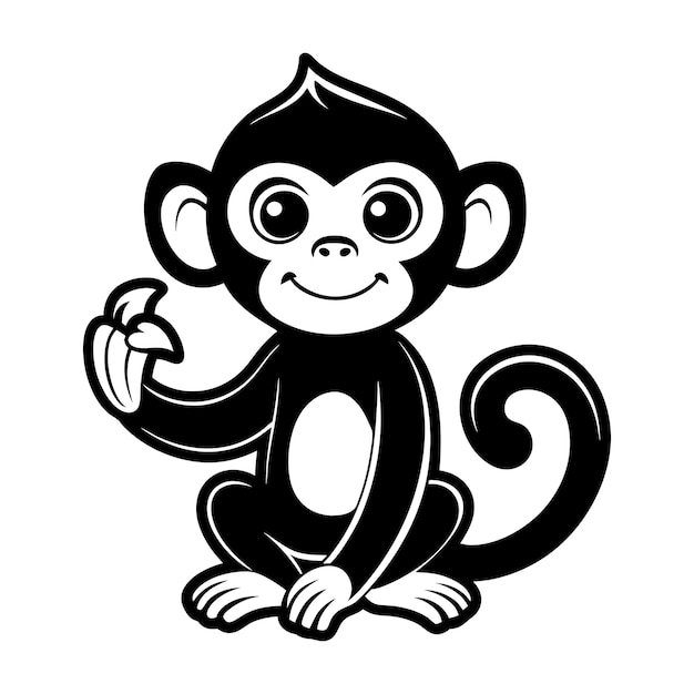 Download Cute Monkey Holding Banana Cartoon Vector Icon Illustration Eps File For Design