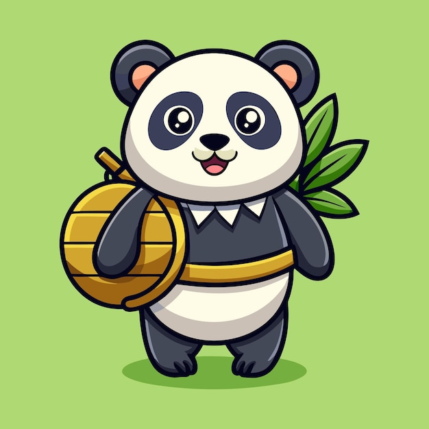 Download Cute Panda With Bamboo Bag Cartoon Vector Icon Illustration Eps File For Design