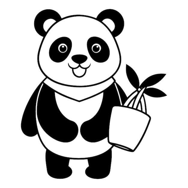 Download Cute Panda With Bamboo Bag Cartoon Vector Icon Illustration Eps File For Design