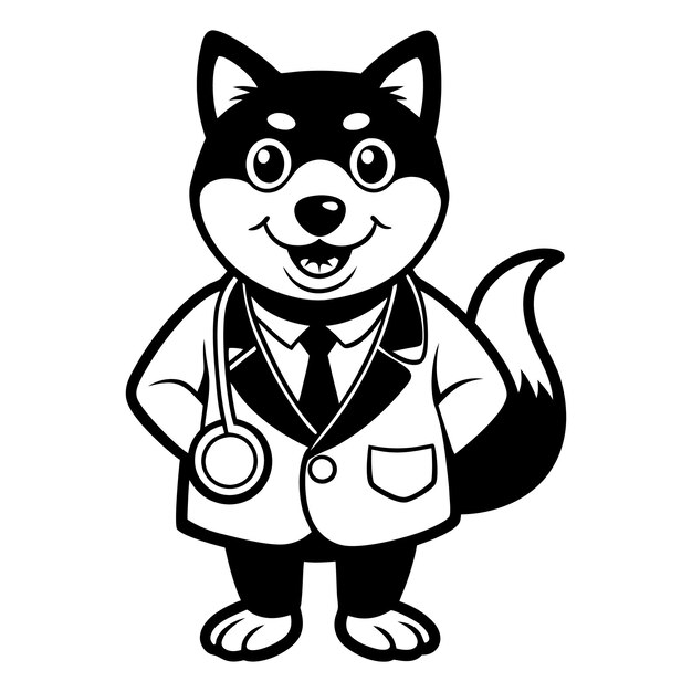 Vector download cute shiba inu dog doctor with stethoscope cartoon vector icon illustration eps file