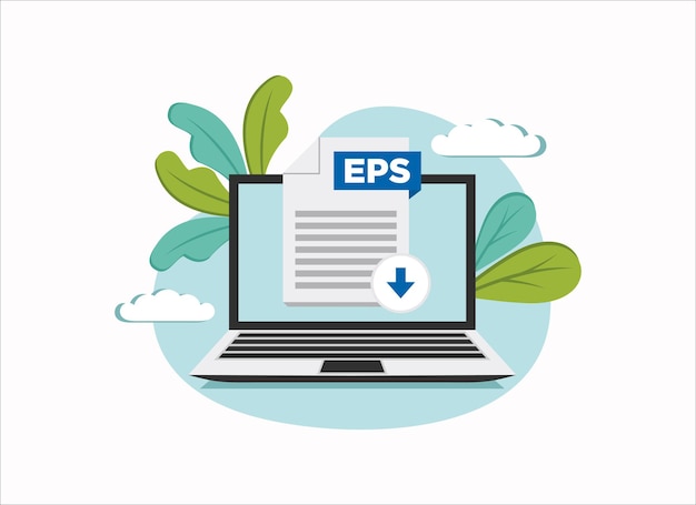 Download EPS icon file with label on laptop screen Downloading document concept Banner for business