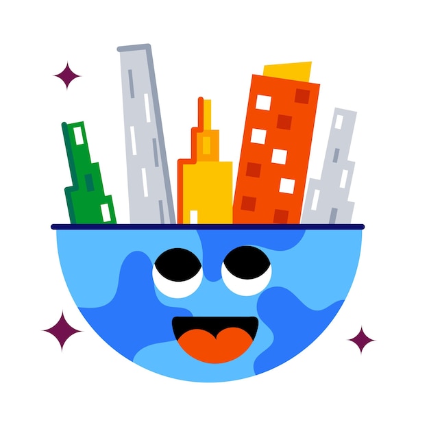 Download flat sticker of chicago city